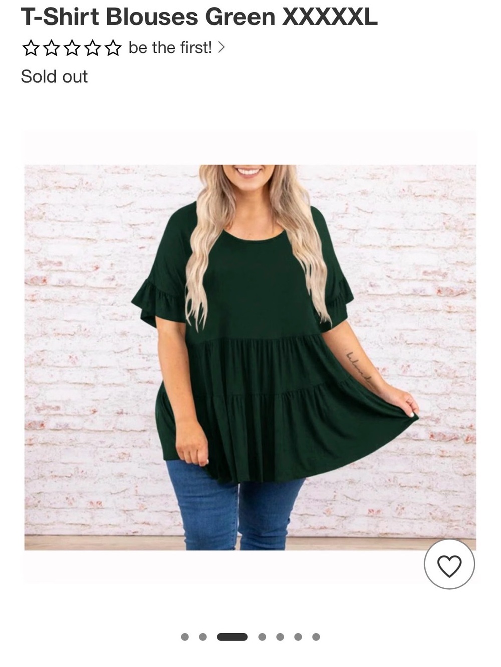 Plus size Rufle tunic dark green loose tiered babydoll design with short sleeves